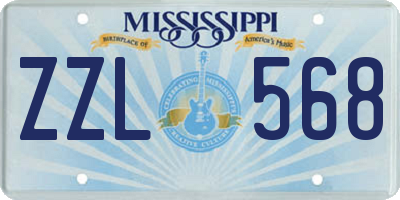 MS license plate ZZL568