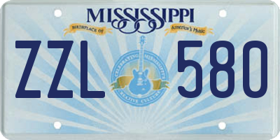 MS license plate ZZL580