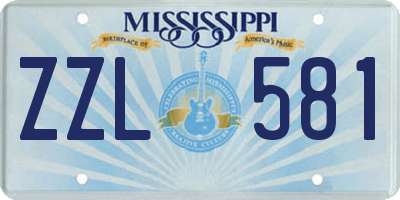 MS license plate ZZL581