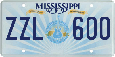 MS license plate ZZL600