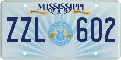MS license plate ZZL602