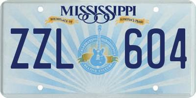 MS license plate ZZL604
