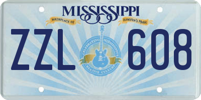 MS license plate ZZL608