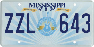MS license plate ZZL643