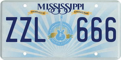 MS license plate ZZL666