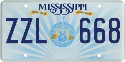 MS license plate ZZL668