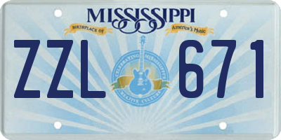 MS license plate ZZL671