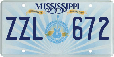MS license plate ZZL672