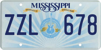 MS license plate ZZL678
