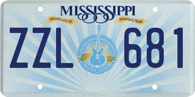 MS license plate ZZL681