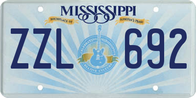 MS license plate ZZL692