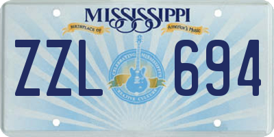 MS license plate ZZL694