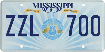 MS license plate ZZL700