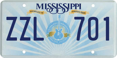 MS license plate ZZL701
