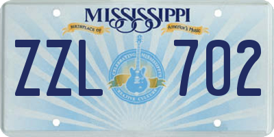 MS license plate ZZL702