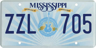 MS license plate ZZL705