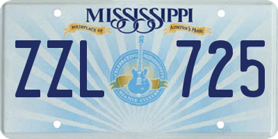 MS license plate ZZL725