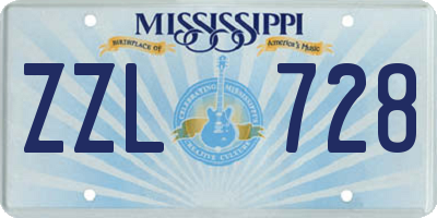 MS license plate ZZL728