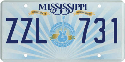 MS license plate ZZL731