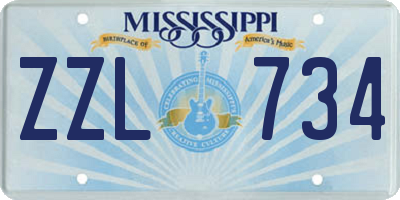 MS license plate ZZL734