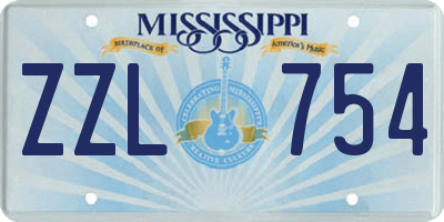 MS license plate ZZL754