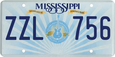 MS license plate ZZL756