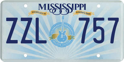 MS license plate ZZL757