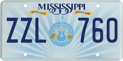 MS license plate ZZL760