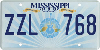 MS license plate ZZL768