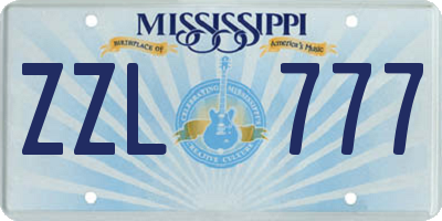 MS license plate ZZL777