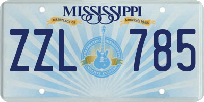 MS license plate ZZL785