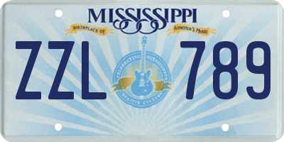 MS license plate ZZL789