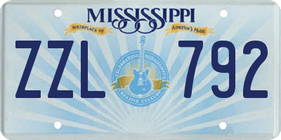 MS license plate ZZL792