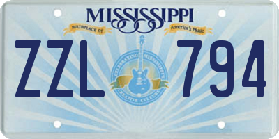 MS license plate ZZL794