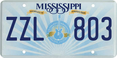 MS license plate ZZL803
