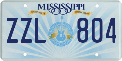 MS license plate ZZL804