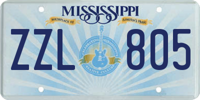 MS license plate ZZL805