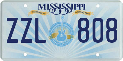MS license plate ZZL808