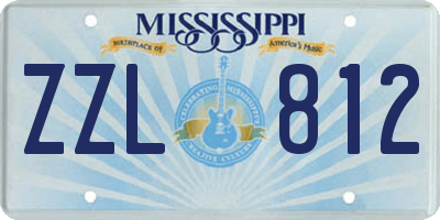MS license plate ZZL812