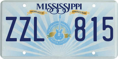 MS license plate ZZL815