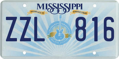 MS license plate ZZL816