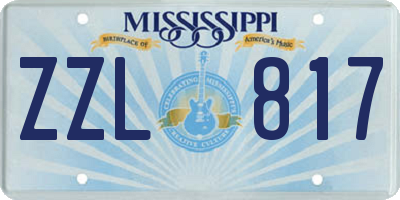 MS license plate ZZL817