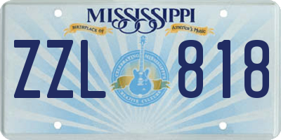 MS license plate ZZL818