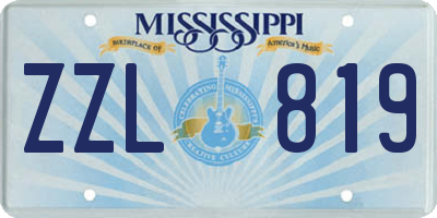 MS license plate ZZL819