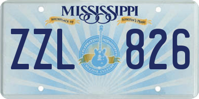 MS license plate ZZL826