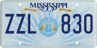 MS license plate ZZL830