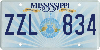 MS license plate ZZL834