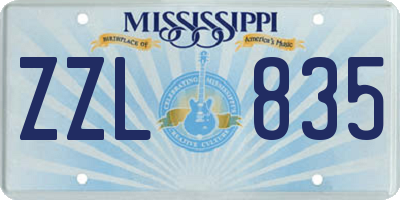 MS license plate ZZL835