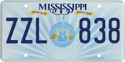 MS license plate ZZL838