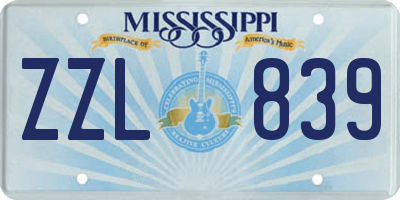 MS license plate ZZL839